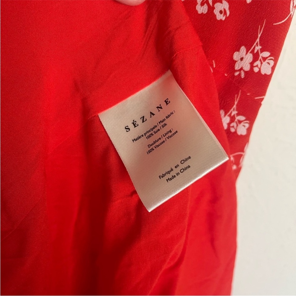 Sezane Dorotha Midi Dress - Silk Coral Mini Flowers - Picture 3 of 4